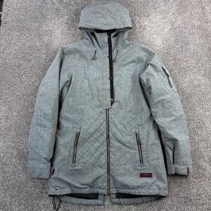 Liquid Snowboard Jacket Women's L Gray Ski Hooded Quilted Insulated Waterproof